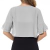 Women Shrug Soft Chiffon Open Front Sheer 3/4 Sleeve Bolero Cardigan for Evening Dress
