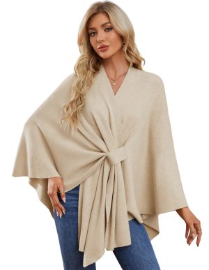 Women's Elegant Shawl Wraps Soft Open Front Poncho Sweater for Spring Fall Winter