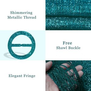 Sparkling Metallic Shawls and Wraps for Evening Party/Wedding/Formal Dresses (With Free Buckle)