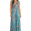 Crinkle Pleated Maxi Dress W/Ruffle Cascade Side
