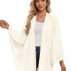 Womens Large Cross Front Poncho Sweater Wrap Topper Knitted Elegant Shawls Cape for Fall Winter