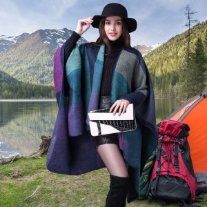 Pashmina Shawls and Wraps, Warm Knit Ruana Ponchos for Women, Open Front Cardigan Shawl Poncho Sweater Women