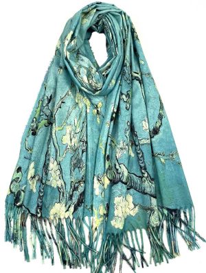 Reversible Soft Cashmere Feel Scarf Large Shawl Wrap Double-side Art Print Warm Pashmina Klimt Van Gogh Gifts