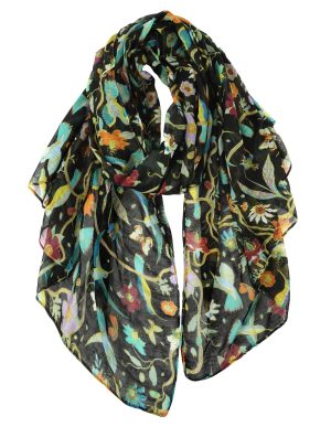 Scarfs for Women Lightweight Floral Birds Print Cotton Scarves and Wraps for Summer Shawl