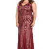 Beaded V-Neck Long Gown W/Mesh Contrast Insets & Sequin Embellishments