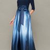 Women's Long Satin Mother of The Bride Dress with Pockets, Formal Party Gown (Petite and Regular Sizes)