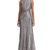 Womens Dilamana Gathered Sleeveless Evening Dress Gray 6