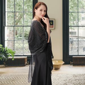 Shawl and Wraps for Evening Dresses, Soft Sheer Chiffon Sparkly Rhinestone Wedding Scarf Formal Shawl Wraps for Women
