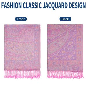 Paisley Pashmina Shawls and Wraps for Women Reversible Jacquard Festival Rave Pashmina Scarves with Fringe Vintage