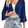 Shrugs for Women 3/4 Sleeve Cropped Cardigan Lightweight Summer Sheer Bolero Shrug for Dresses