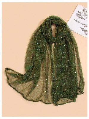 Women's Sequin Bandana Square Scarf Silk Scarves Mesh Shawl and Wrap for Evening Dresses