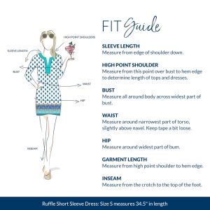 Ruffle Short Sleeve Dress - 50+ UPF Sun Protection Resort Wear, Casual Sun Dress