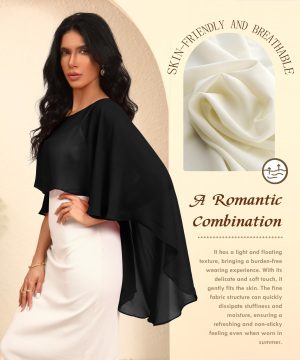 Chiffon Sheer Shawl Wraps Women's Girls Shrug for Evening Dress Wedding Cape Cover Up 1920s Shawl