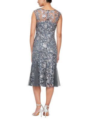 Women's Short Embroidered Cocktail Dress, Wedding Guest (Petite and Regular Sizes)