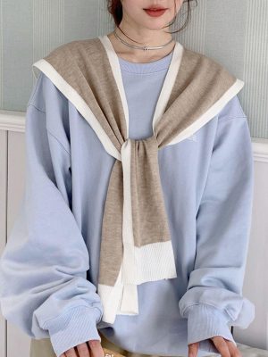 Women’s Casual Y2K Shawl Wraps Knitted Tie Up Knotted Shoulder Cape Fashion Shawls Scarf Cape