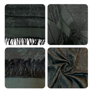 Two Tone Silky Paisley Pashmina Shawl Wraps for Women Jacquard Pashminas Wrap Rave Scarf Soft