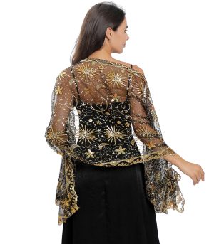 Sequin Lace Shawl Wrap, Evening Formal Sheer Shawls for Women Dressy Cover Up, Girls Wraps and Shawls