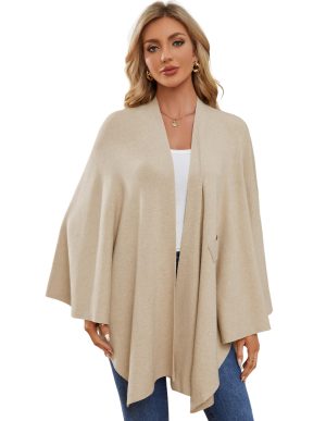 Women's Elegant Shawl Wraps Soft Open Front Poncho Sweater for Spring Fall Winter