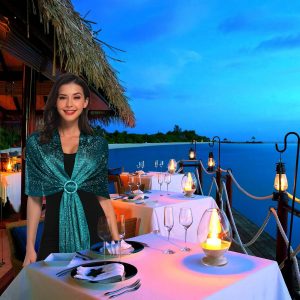 Sparkling Metallic Shawls and Wraps for Evening Party/Wedding/Formal Dresses (With Free Buckle)