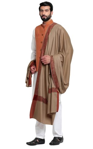 Men's Woven Border Woollen Lohi Meditation Shawl Wrap