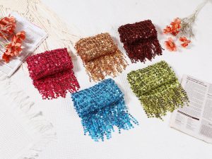 Elerevyo Women Sequin Shawls and Wraps for Evening Dresses, Fringed Sparkly Dressy Scarf for Wedding Party